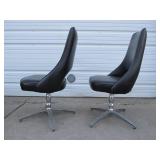 Matching Pair of Vintage Mid Century High-Back Swivel Chairs