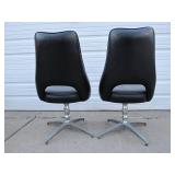 Matching Pair of Vintage Mid Century High-Back Swivel Chairs