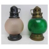 Tin & Brass Lanterns w/Round Glass Globes