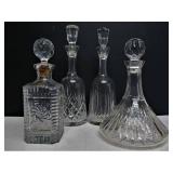 Lot of 4 Heavy Cut Crystal Liquor Decanters