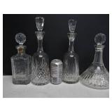 Lot of 4 Heavy Cut Crystal Liquor Decanters