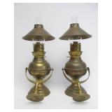 Pair of Vintage Sherwood Brass Maritime Style Gimbal Mount Lanterns