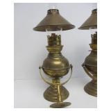 Pair of Vintage Sherwood Brass Maritime Style Gimbal Mount Lanterns