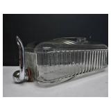 Vintage Deco Ribbed Clear Glass Refrigerator Water Dispenser w/Spout