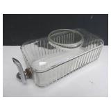 Vintage Deco Ribbed Clear Glass Refrigerator Water Dispenser w/Spout