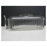 Vintage Deco Ribbed Clear Glass Refrigerator Water Dispenser w/Spout