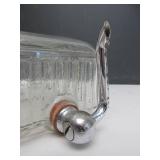 Vintage Deco Ribbed Clear Glass Refrigerator Water Dispenser w/Spout