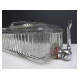 Vintage Deco Ribbed Clear Glass Refrigerator Water Dispenser w/Spout