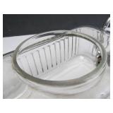 Vintage Deco Ribbed Clear Glass Refrigerator Water Dispenser w/Spout