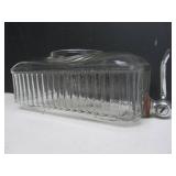 Vintage Deco Ribbed Clear Glass Refrigerator Water Dispenser w/Spout
