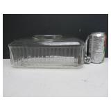 Vintage Deco Ribbed Clear Glass Refrigerator Water Dispenser w/Spout