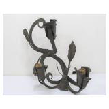 Pair of Vintage Heavy Wrought Iron Sculptural Wall Sconces