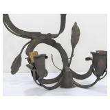 Pair of Vintage Heavy Wrought Iron Sculptural Wall Sconces