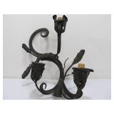 Pair of Vintage Heavy Wrought Iron Sculptural Wall Sconces