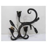 Pair of Vintage Heavy Wrought Iron Sculptural Wall Sconces