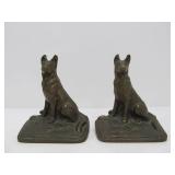 Antique Solid Brass Dog Bookends
