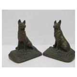 Antique Solid Brass Dog Bookends
