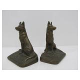 Antique Solid Brass Dog Bookends
