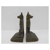 Antique Solid Brass Dog Bookends