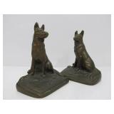 Antique Solid Brass Dog Bookends