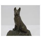Antique Solid Brass Dog Bookends