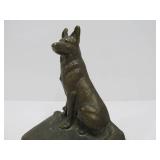 Antique Solid Brass Dog Bookends