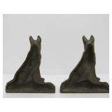 Antique Solid Brass Dog Bookends