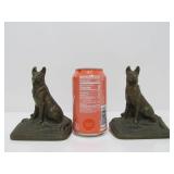 Antique Solid Brass Dog Bookends
