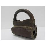 Early Antique Iron Barrel Padlock & Key