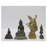4 Small Vintage Metal Buddha Figures
