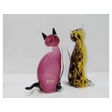 Pair of Hand Made MURANO Art Class Cats