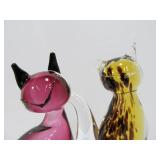 Pair of Hand Made MURANO Art Class Cats