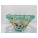 LARGE Brand New Colorful Art Glass Centerpiece Bowl