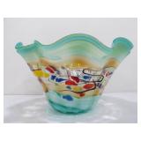 LARGE Brand New Colorful Art Glass Centerpiece Bowl
