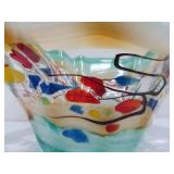 LARGE Brand New Colorful Art Glass Centerpiece Bowl
