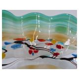 LARGE Brand New Colorful Art Glass Centerpiece Bowl