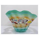 LARGE Brand New Colorful Art Glass Centerpiece Bowl