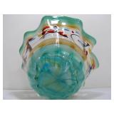 LARGE Brand New Colorful Art Glass Centerpiece Bowl