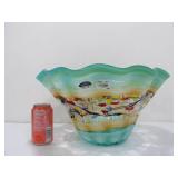 LARGE Brand New Colorful Art Glass Centerpiece Bowl