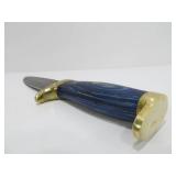Excellent Custom Made Fixed Blade Knife w/Damascus Steel Blade & Brass & Inlaid Wood Handle