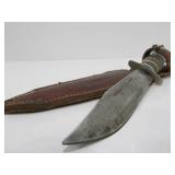 2 Vintage Fixed Blade Hunting Knives w/ Leather Sheaths
