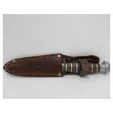 2 Vintage Fixed Blade Hunting Knives w/ Leather Sheaths