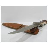 2 Vintage Fixed Blade Hunting Knives w/ Leather Sheaths