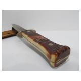 2 Vintage Fixed Blade Hunting Knives w/ Leather Sheaths
