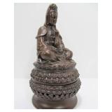 Terracotta Sitting Buddha Incense Burner Trinket Holder
