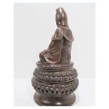 Terracotta Sitting Buddha Incense Burner Trinket Holder