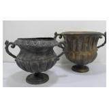 2 Ornate Vintage Metal Yard/Garden Urn Planters
