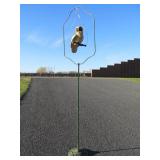 Antique Metal Birdcage Stand w/Hanging Owl Decoration