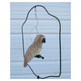 Antique Metal Birdcage Stand w/Hanging Owl Decoration