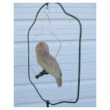 Antique Metal Birdcage Stand w/Hanging Owl Decoration